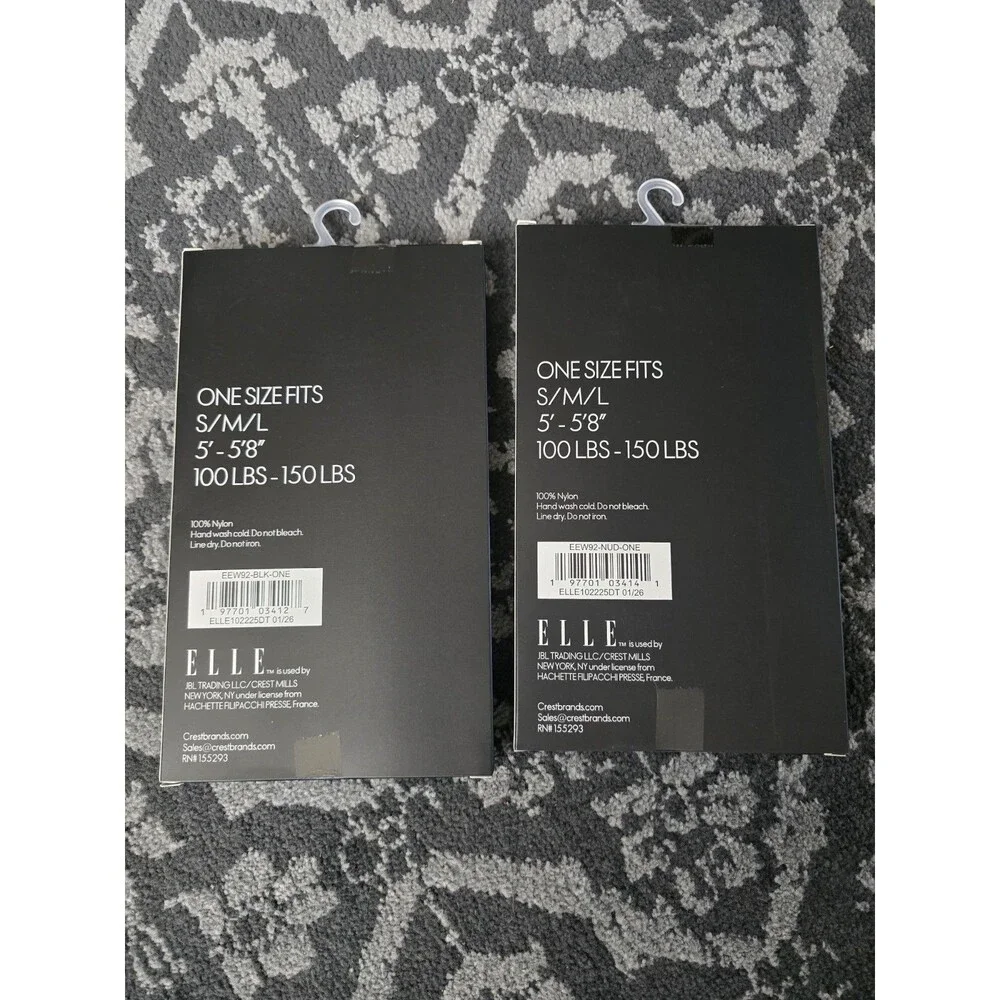 Elle Sheer Nude And Black Pantyhose Hosiery Women One Size Lot Of 2